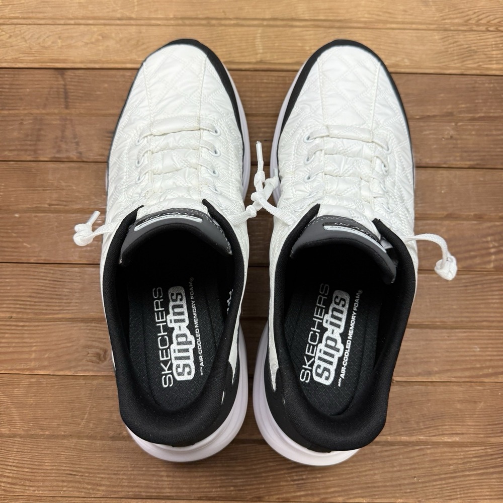 Skechers Shoes Womens 10 White Black Slip Ins Contour Foam Cozy Fit Sneakers - Picture 6 of 9